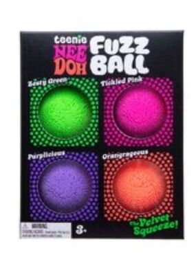 Teenie NeeDoh Fuzz Ball 4-Pack - Green, Pink, Purple, Orange (1 set)